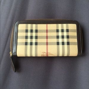Burberry Haymarket Ziggy Zip Around Wallet